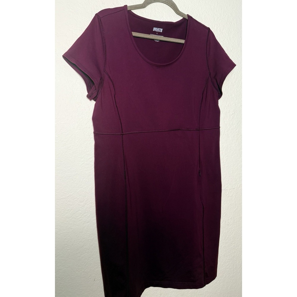 Duluth Trading Co. Purple Plum Short Sleeve Performance Stretch Dress Large